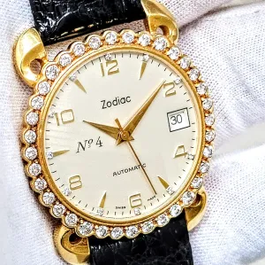 110th ZODIAC Anniversary Automatic Watch 18K Gold Diamond Bezel Limited Edition!
