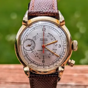 14K GOLD GRUEN Precision Chrono-Timer Wristwatch Doctors Pulsometer Vintage Watch