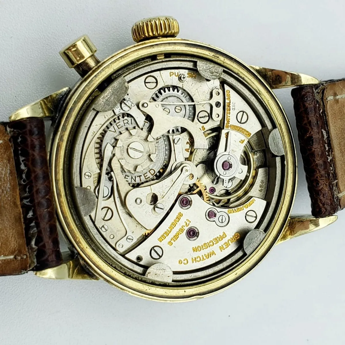 14K GOLD GRUEN Precision Chrono-Timer Wristwatch Doctors Pulsometer Vintage Watch