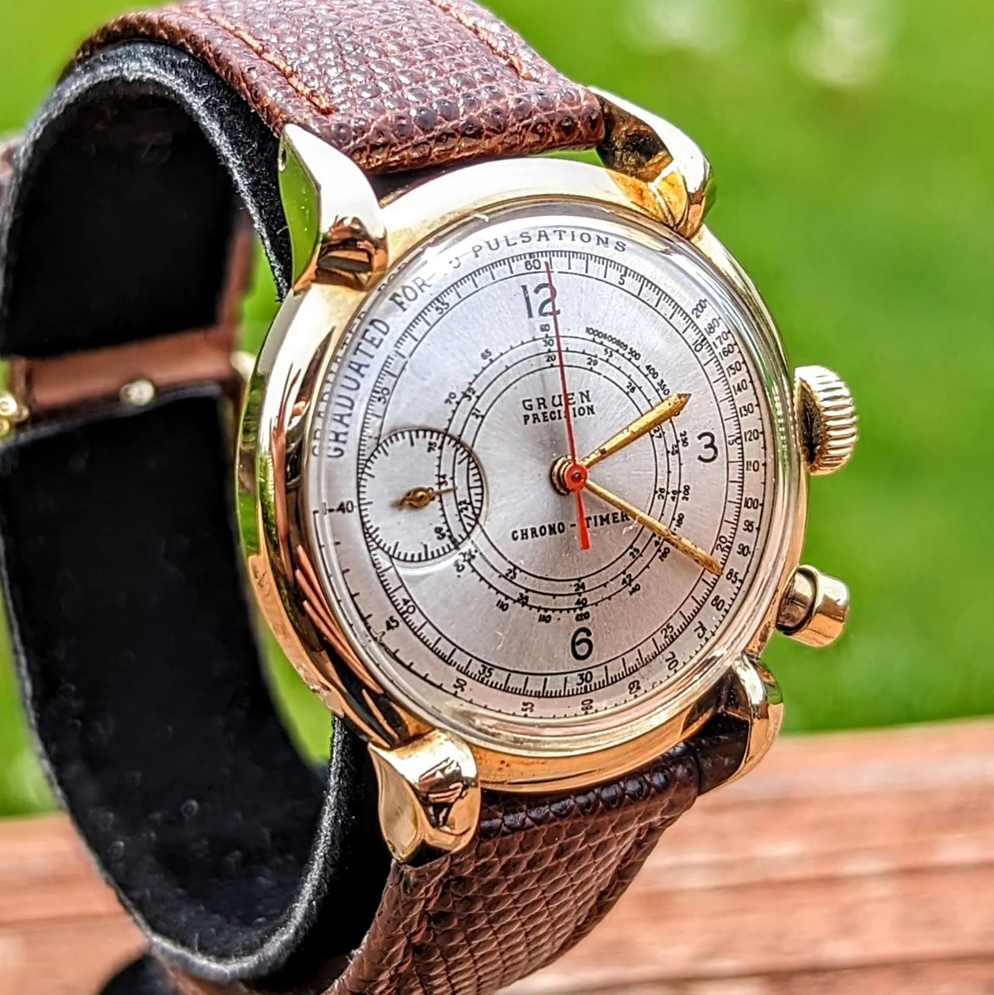 14K GOLD GRUEN Precision Chrono-Timer Wristwatch Doctors Pulsometer Vintage Watch