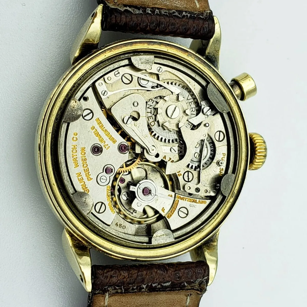14K GOLD GRUEN Precision Chrono-Timer Wristwatch Doctors Pulsometer Vintage Watch