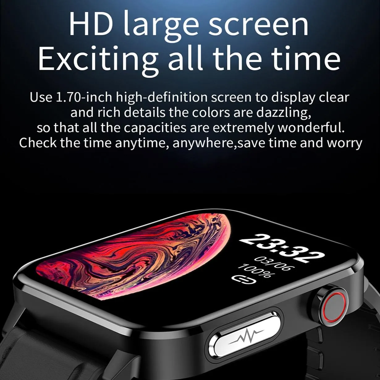 1.7 Inch Smart Bluetooth Watch With Heart Rate Monitor Blue