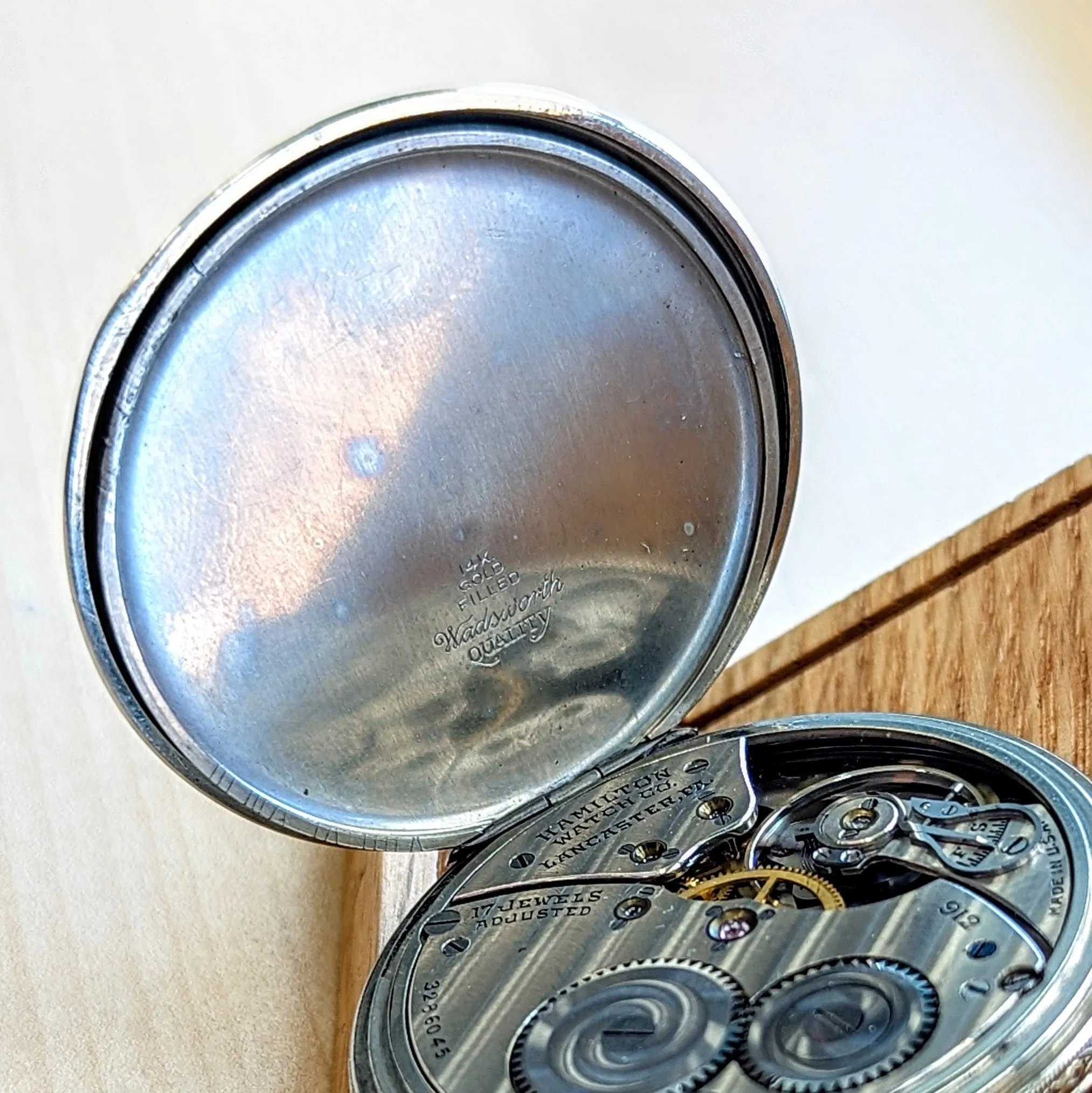 1928 HAMILTON Pocket Watch 17 Jewels Grade 912 U.S.A. Made 12s Engraved Case