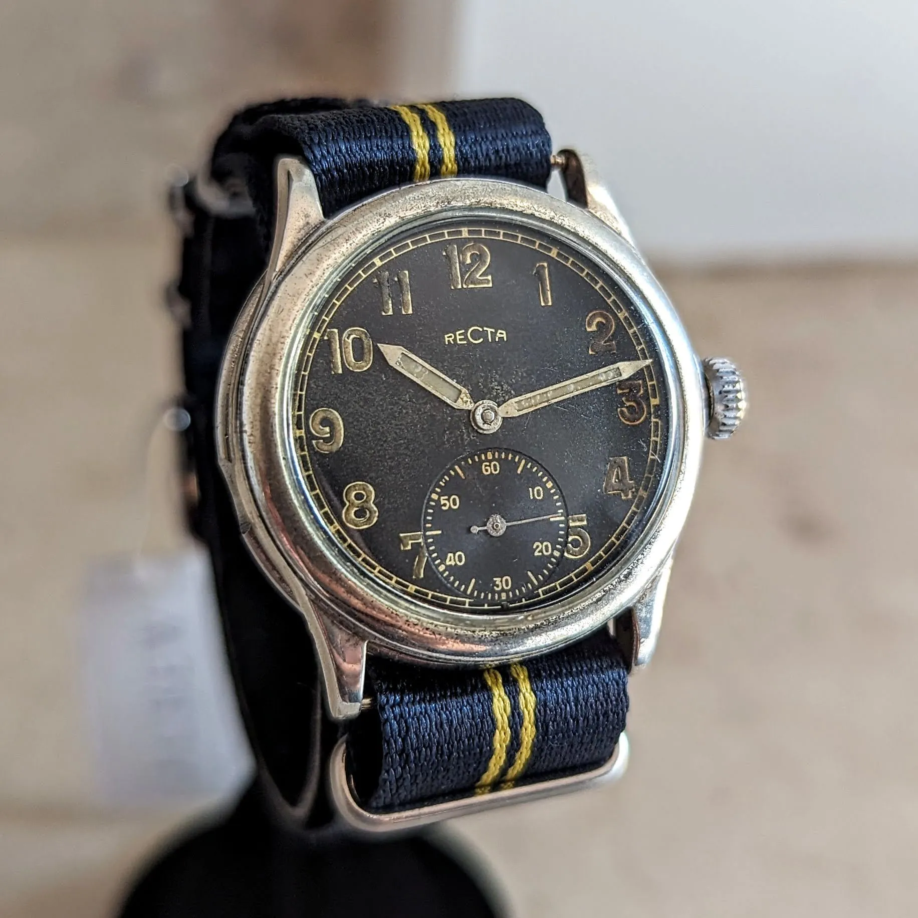 1940s RECTA Military DH Wristwatch Vintage German Army WWII Watch