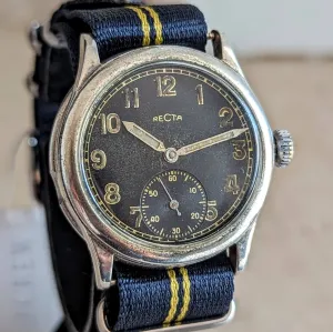 1940s RECTA Military DH Wristwatch Vintage German Army WWII Watch