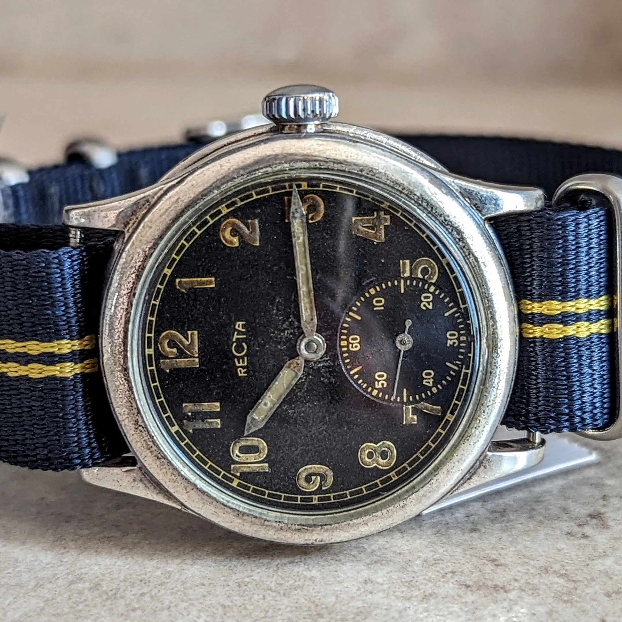 1940s RECTA Military DH Wristwatch Vintage German Army WWII Watch