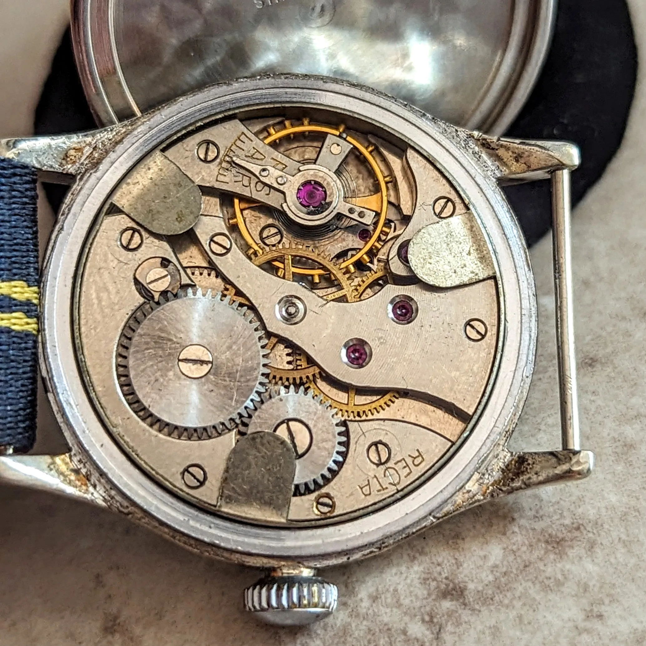 1940s RECTA Military DH Wristwatch Vintage German Army WWII Watch