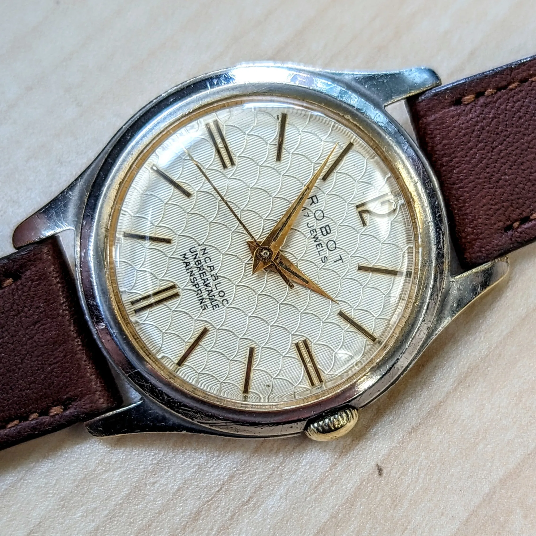 1950's ROBOT Watch 17 Jewels Cal. AS 1187/94 Incabloc Swiss Made Wristwatch