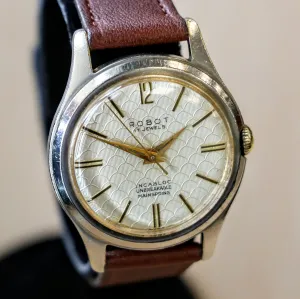 1950's ROBOT Watch 17 Jewels Cal. AS 1187/94 Incabloc Swiss Made Wristwatch