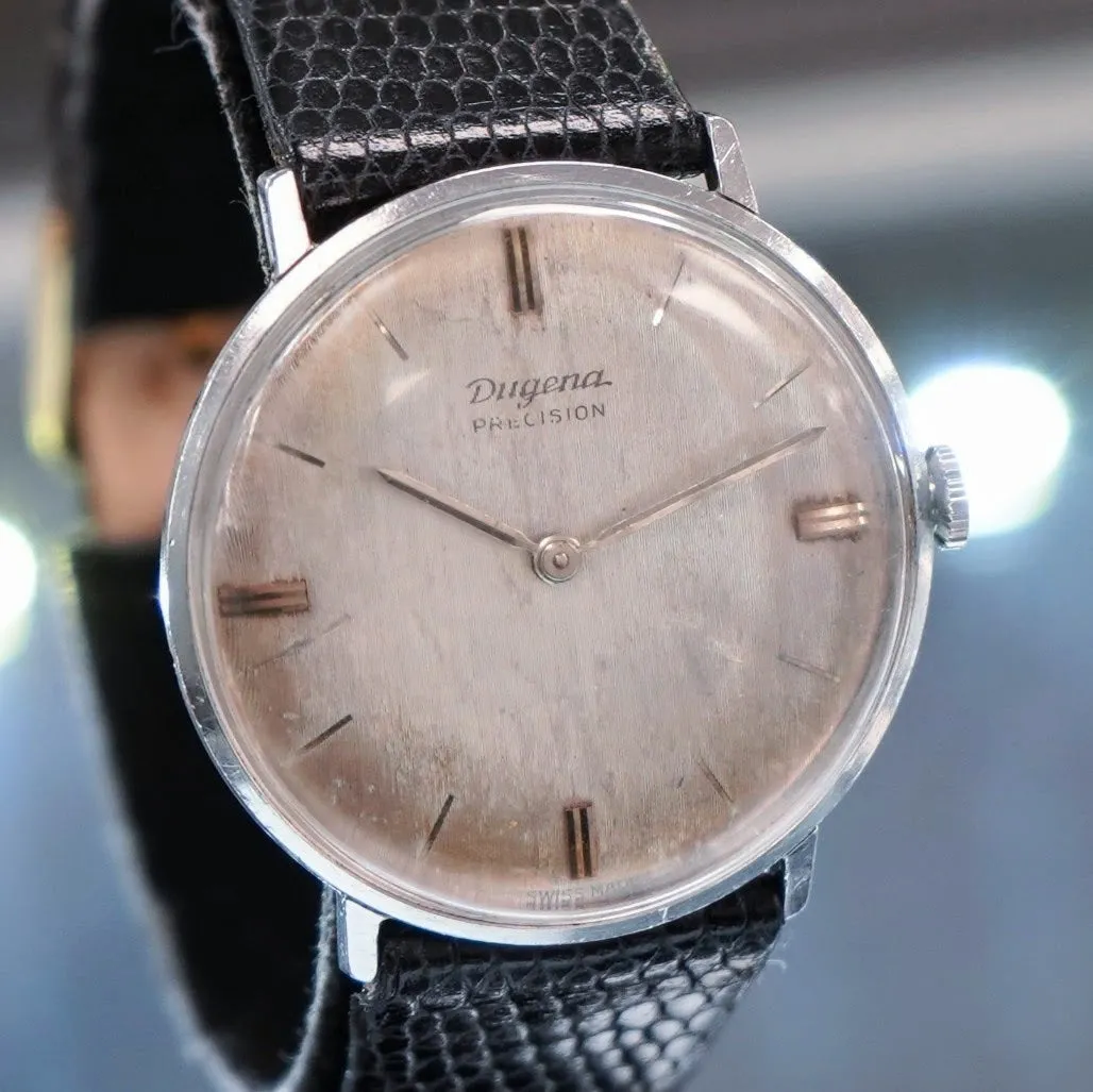 1960's DUGENA Precision Watch Jumbo Case 17 Jewels Cal. 280 Swiss Wristwatch