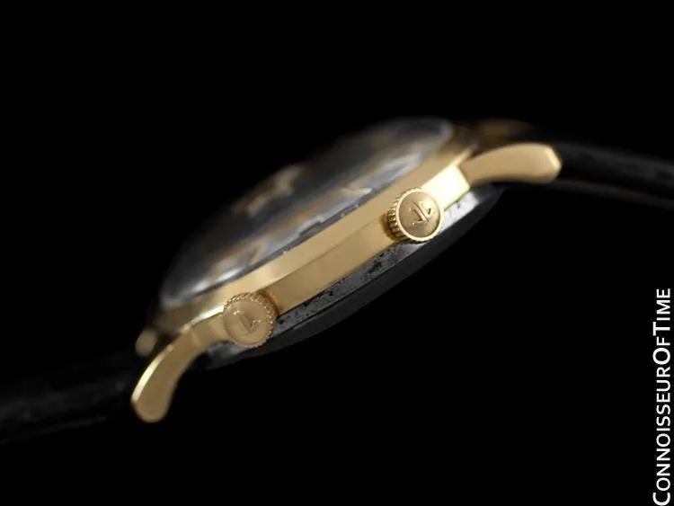 1960's Jaeger-LeCoultre Vintage Mens Memovox Alarm Reveil, Automatic - 18K Gold Plated & Stainless Steel