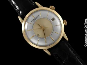 1960's Jaeger-LeCoultre Vintage Mens Memovox Alarm Reveil, Automatic - 18K Gold Plated & Stainless Steel