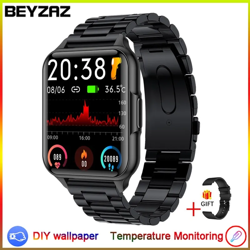 2022 New Body Temperature Smart Watch Men Blood Oxygen Monitoring Sports Fitness Watch Men's Custom Dial Smart Watch for Xiaomi