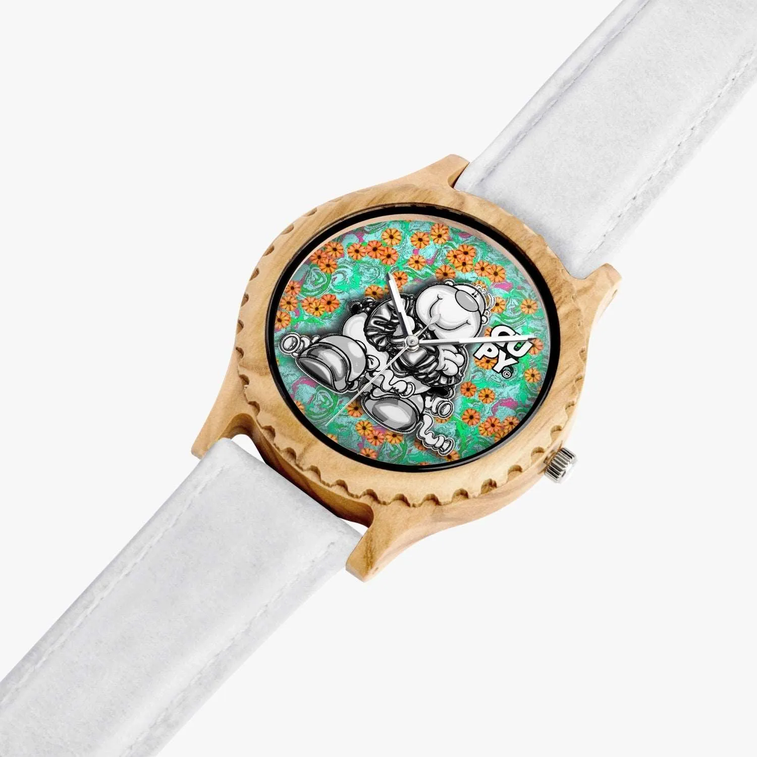 205.cupy  Italian Olive Lumber Wooden Watch - Leather Strap