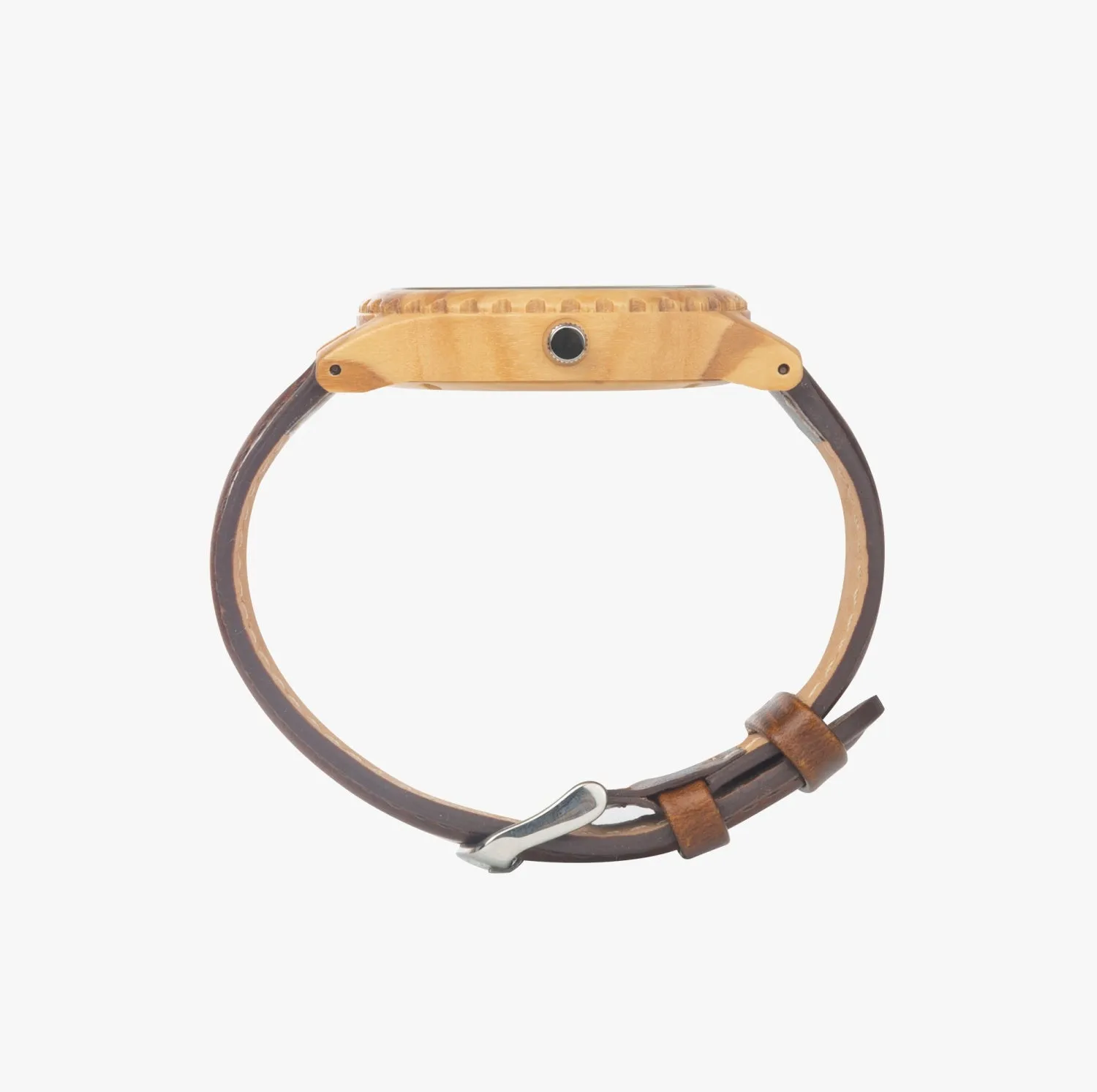 205.cupy  Italian Olive Lumber Wooden Watch - Leather Strap