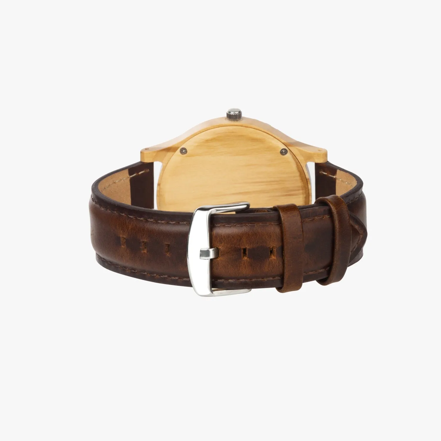 205.cupy  Italian Olive Lumber Wooden Watch - Leather Strap