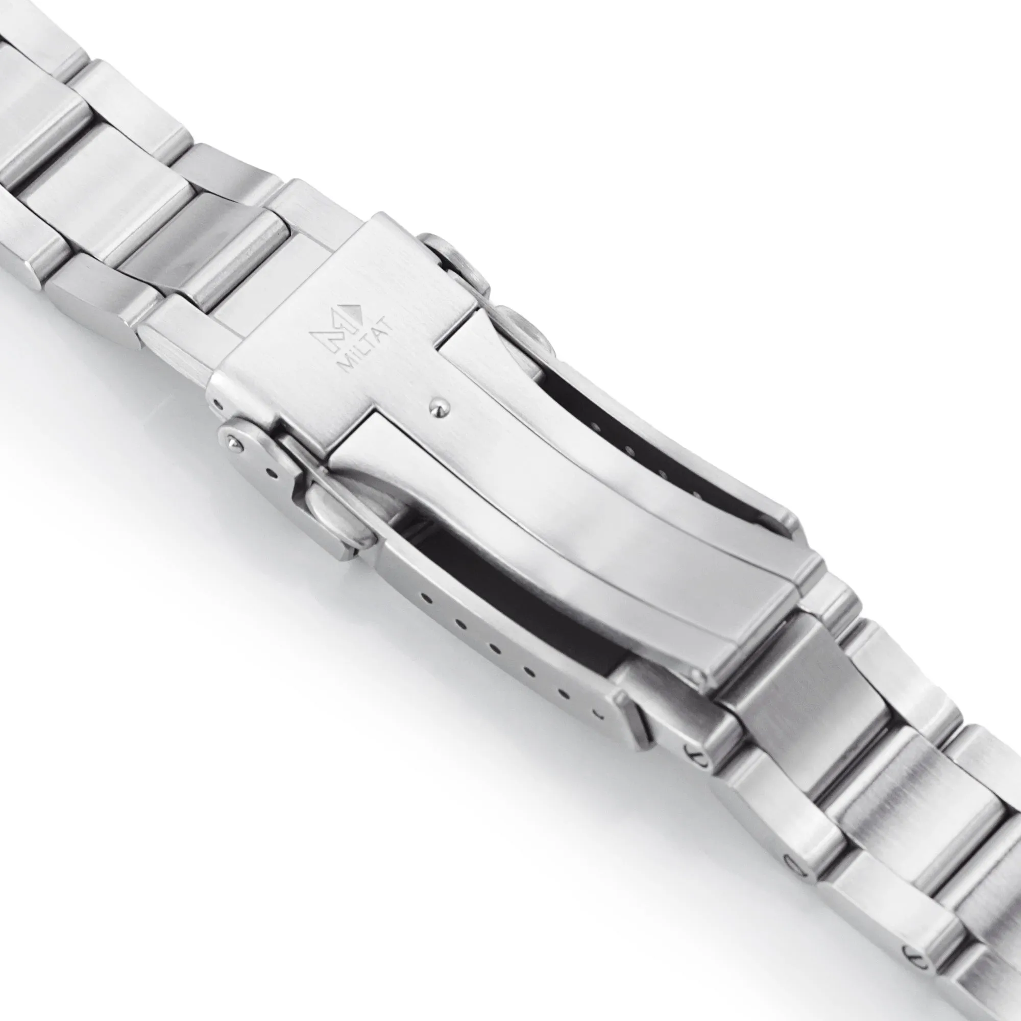 20mm Super-O Boyer Watch Band compatible with Seiko SKX013, 316L Stainless Steel V-Clasp Button Double Lock