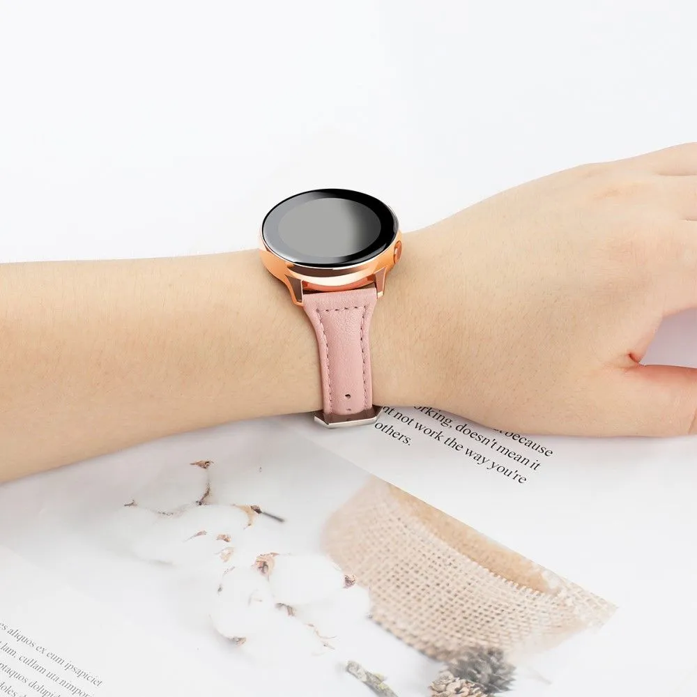 20mm Universal simple genuine leather watch strap with - Rose Pink
