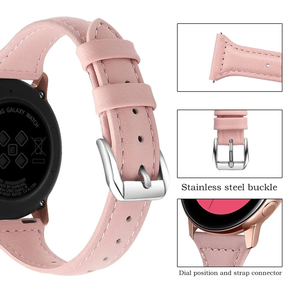 20mm Universal simple genuine leather watch strap with - Rose Pink