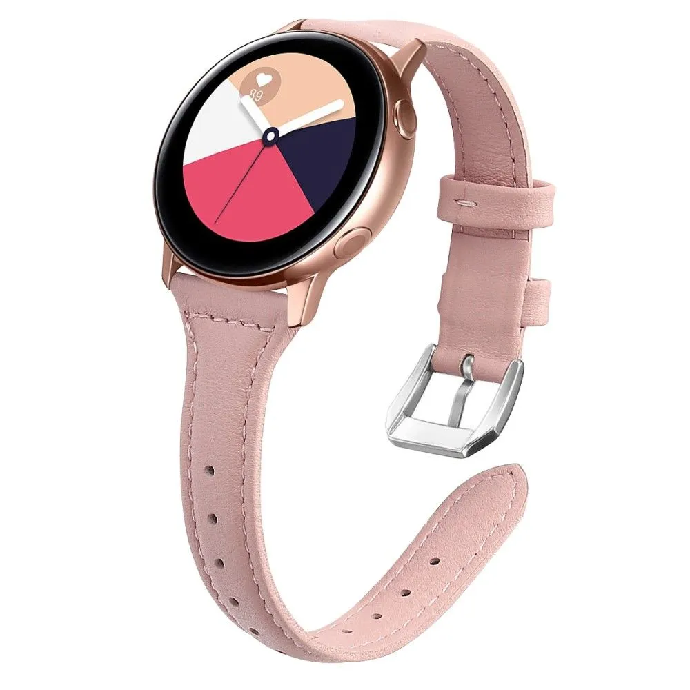 20mm Universal simple genuine leather watch strap with - Rose Pink