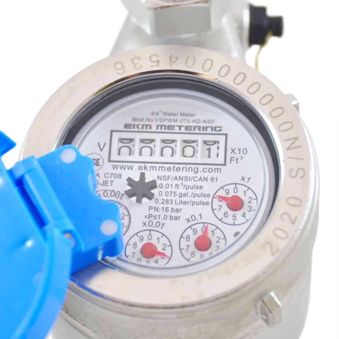 3/4 Inch Vertical Water Meter - Stainless Steel, NSF 61, High Definition, Pulse Output