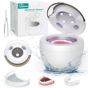 45kHz Ultrasonic Retainer Cleaner Machine, 200ML Denture Cleaner, 4 Modes with Digital Timer Mouth Guard Cleaner for Aligner, Night guard, Braces, Toothbrush, Jewelry and More