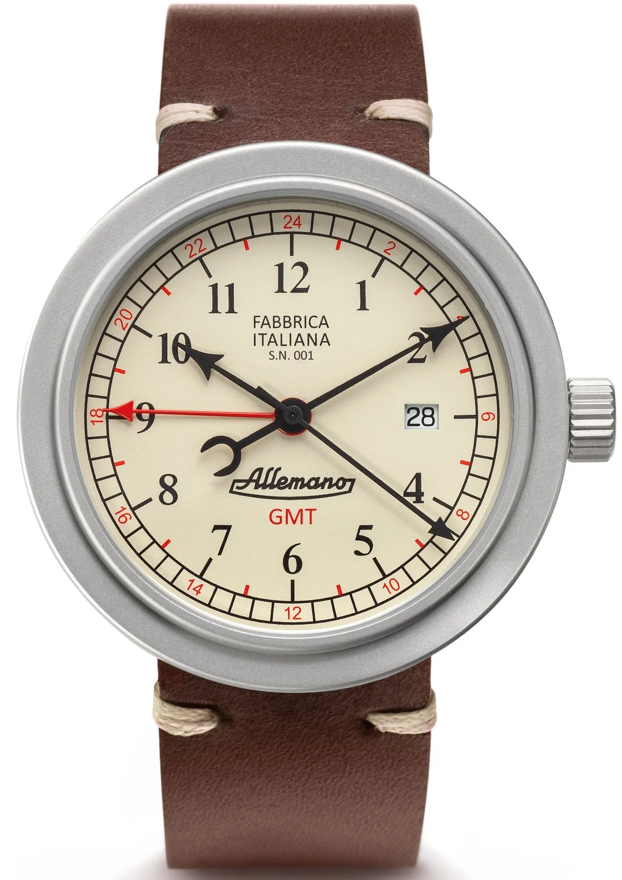 Allemano Watch GMT Antique White Sandblasted Case