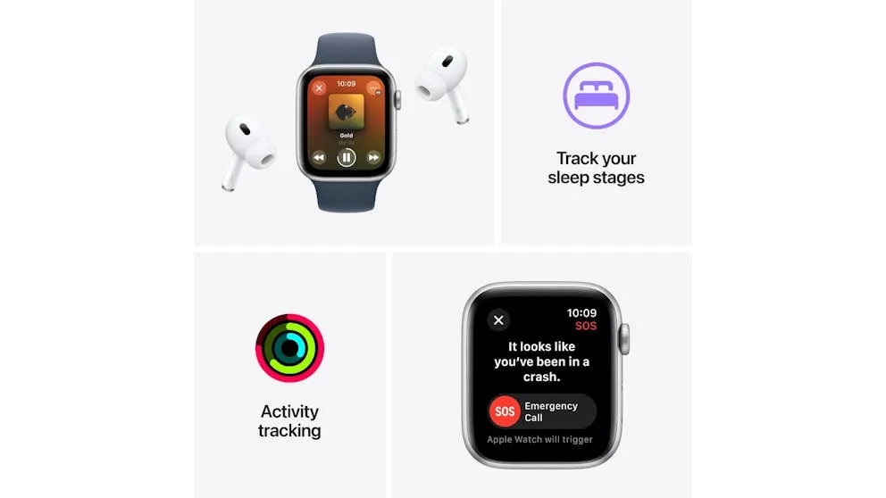 Apple Watch SE (2nd Gen) 44mm Midnight Aluminium Case with Midnight Sport Band M/L - GPS   Cellular (Open Never Used)