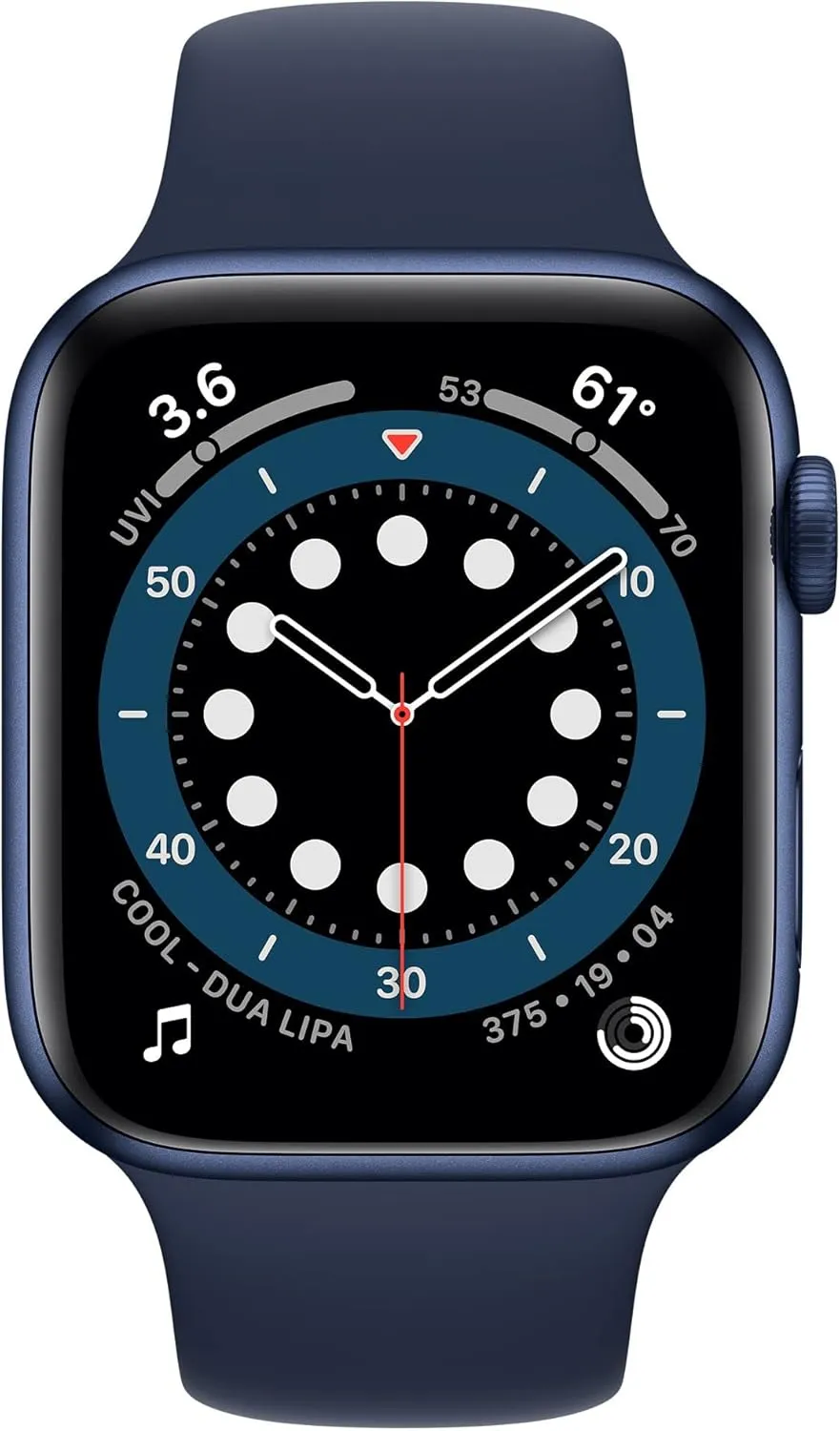 Apple Watch Series 6 44mm Blue Aluminium Case w/ Navy Sport Band (GPS   Cellular) Refurbished (Grade-B)