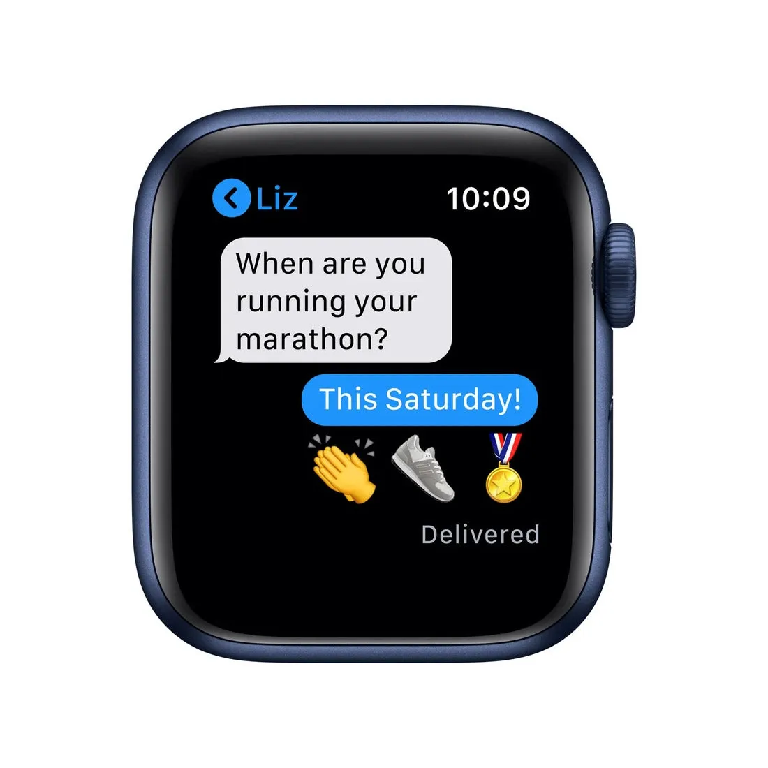 Apple Watch Series 6 44mm Blue Aluminium Case w/ Navy Sport Band (GPS   Cellular) Refurbished (Grade-B)