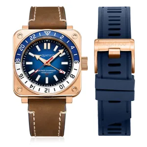 Aquatico Super Charger GMT Watch (Blue Dial Blue/White Bezel) NO DATE