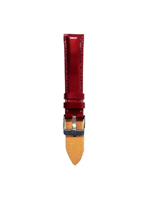 Aries Gold Burgundy Gloss Silver Buckle Red Leather Strap (Size 18)