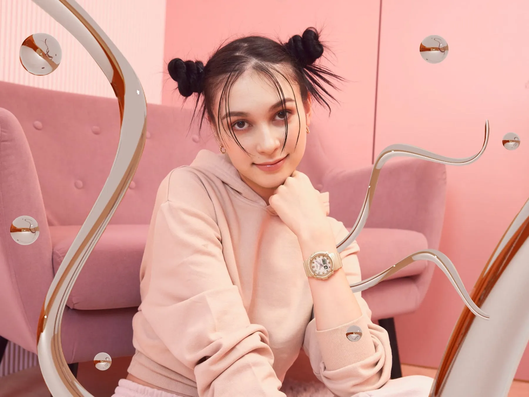 BABY-G DUO Metallic Accents Rose Gold Resin Band Watch BGA280BA-4A