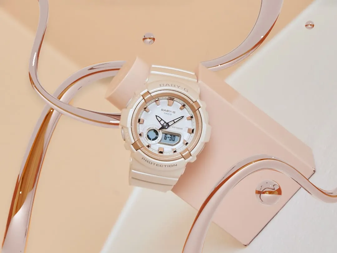 BABY-G DUO Metallic Accents Rose Gold Resin Band Watch BGA280BA-4A