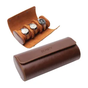 beautgreen Watch Roll Travel Case - Handmade Leather Watch Rolls Box for Man - Travel Watch Roll with Velvet to Protection - Watch Roll Organizer to Home Secure Storage