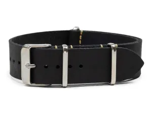 Benchmark Basics Leather Watch Band - Crazy Horse Oiled Leather One-Piece Watch Straps for Men & Women - Choice of Color & Width - 18mm, 20mm, 22mm or 24mm Black