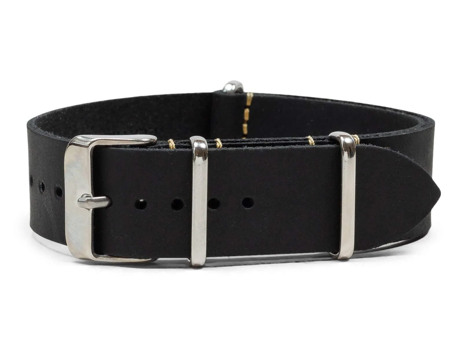Benchmark Basics Leather Watch Band - Crazy Horse Oiled Leather One-Piece Watch Straps for Men & Women - Choice of Color & Width - 18mm, 20mm, 22mm or 24mm Black
