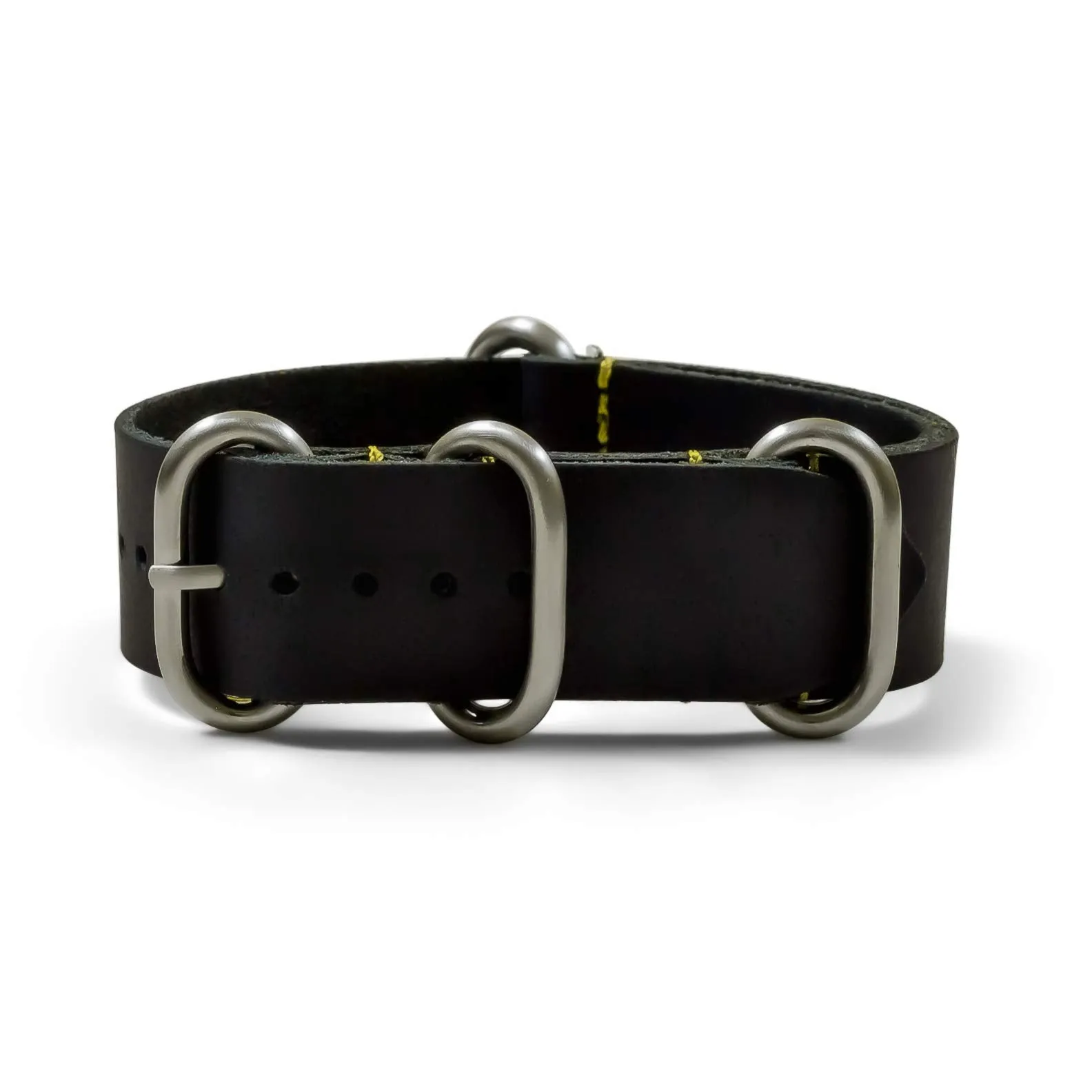 Benchmark Basics Leather Watch Band - Zulu Crazy Horse Oiled Leather One-Piece Watch Strap - 18mm, 20mm, 22mm & 24mm - 7 Colors Black