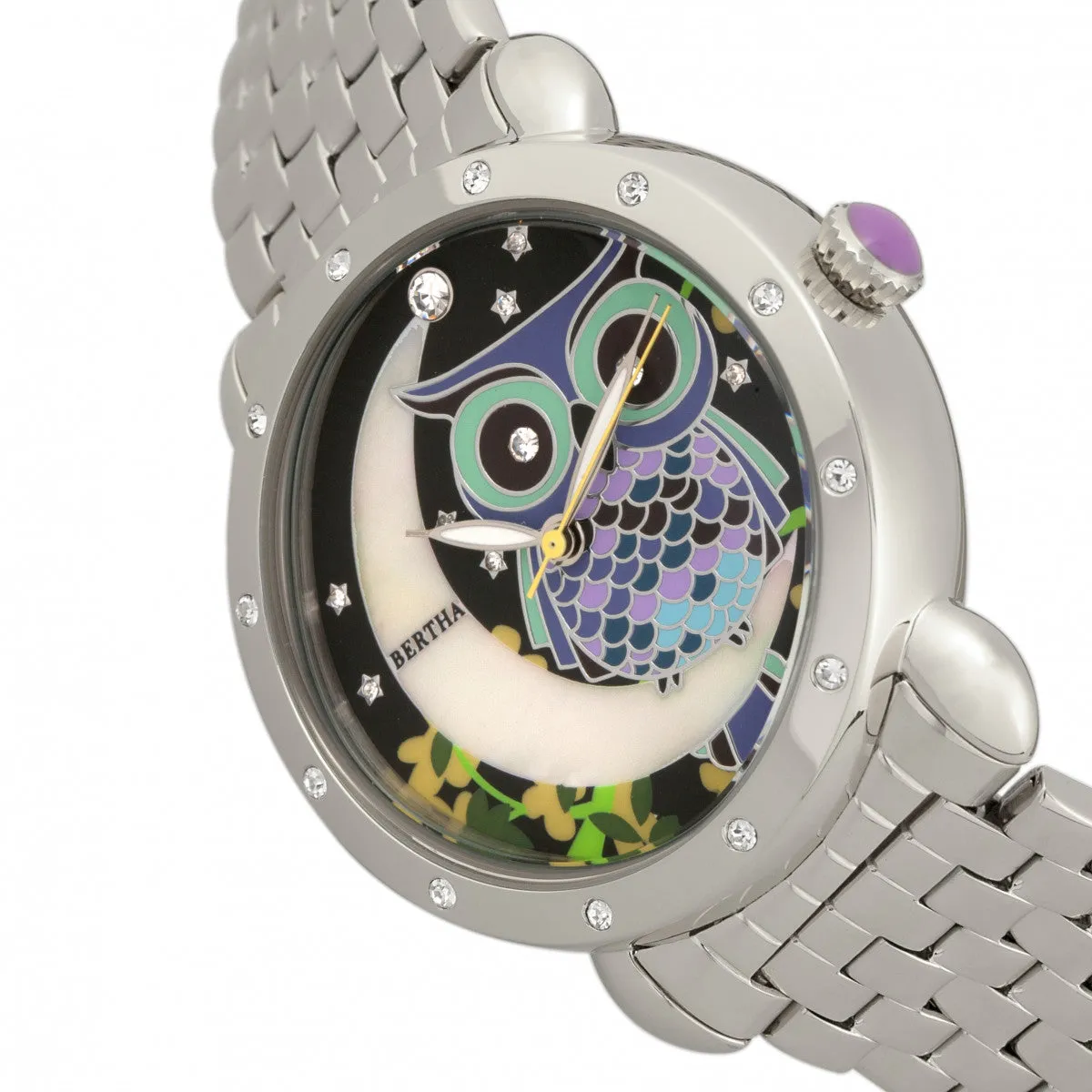 Bertha Ashley MOP Ladies Bracelet Watch - Silver