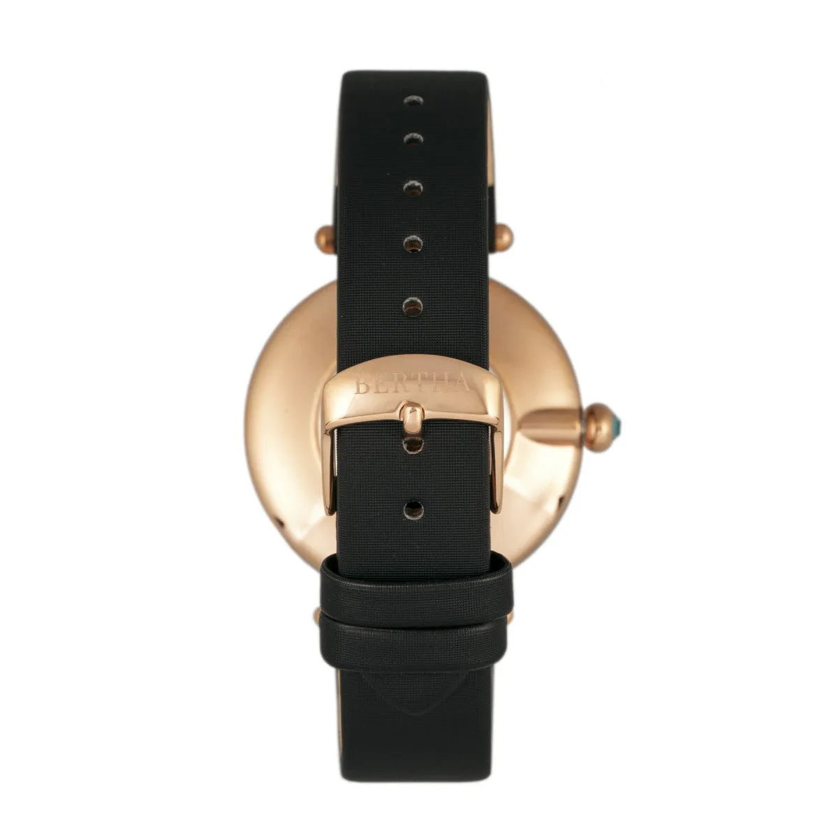 Bertha Trisha Leather-Band Watch w/Swarovski Crystals - Black