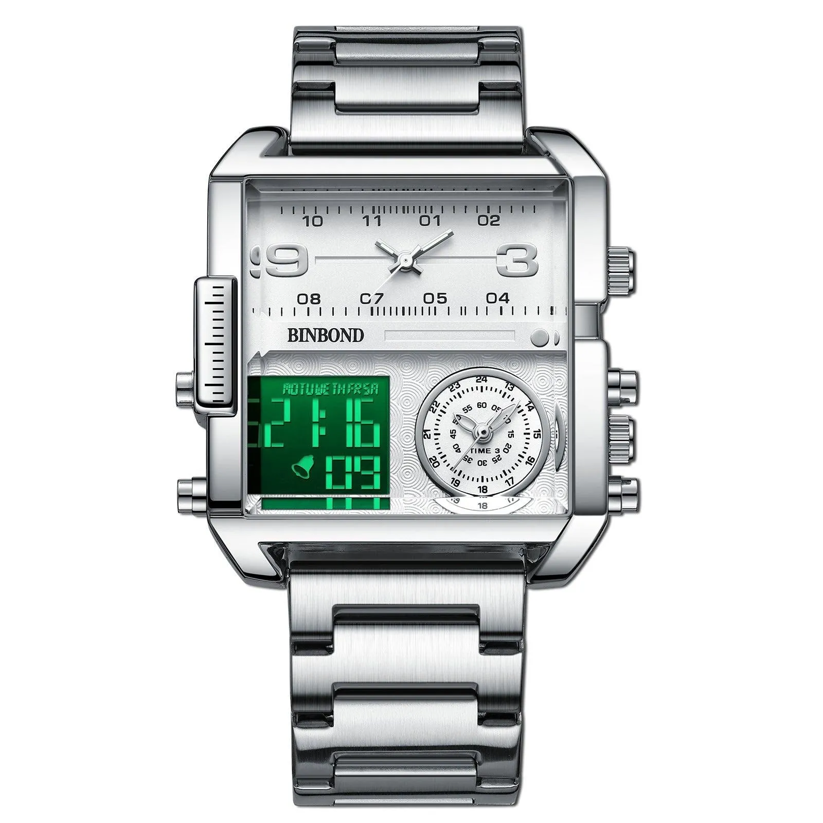BINBOND Men's Fashion Large Dial Multi-functional Sports Quartz Watch