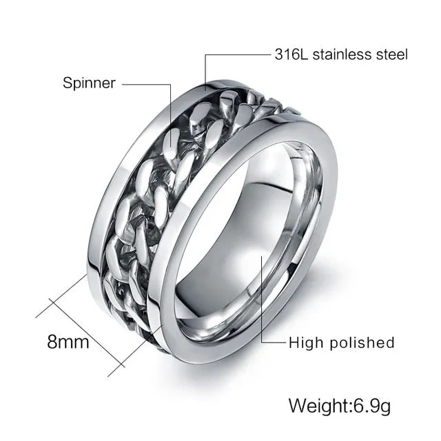 Black Chain Spinner Rings