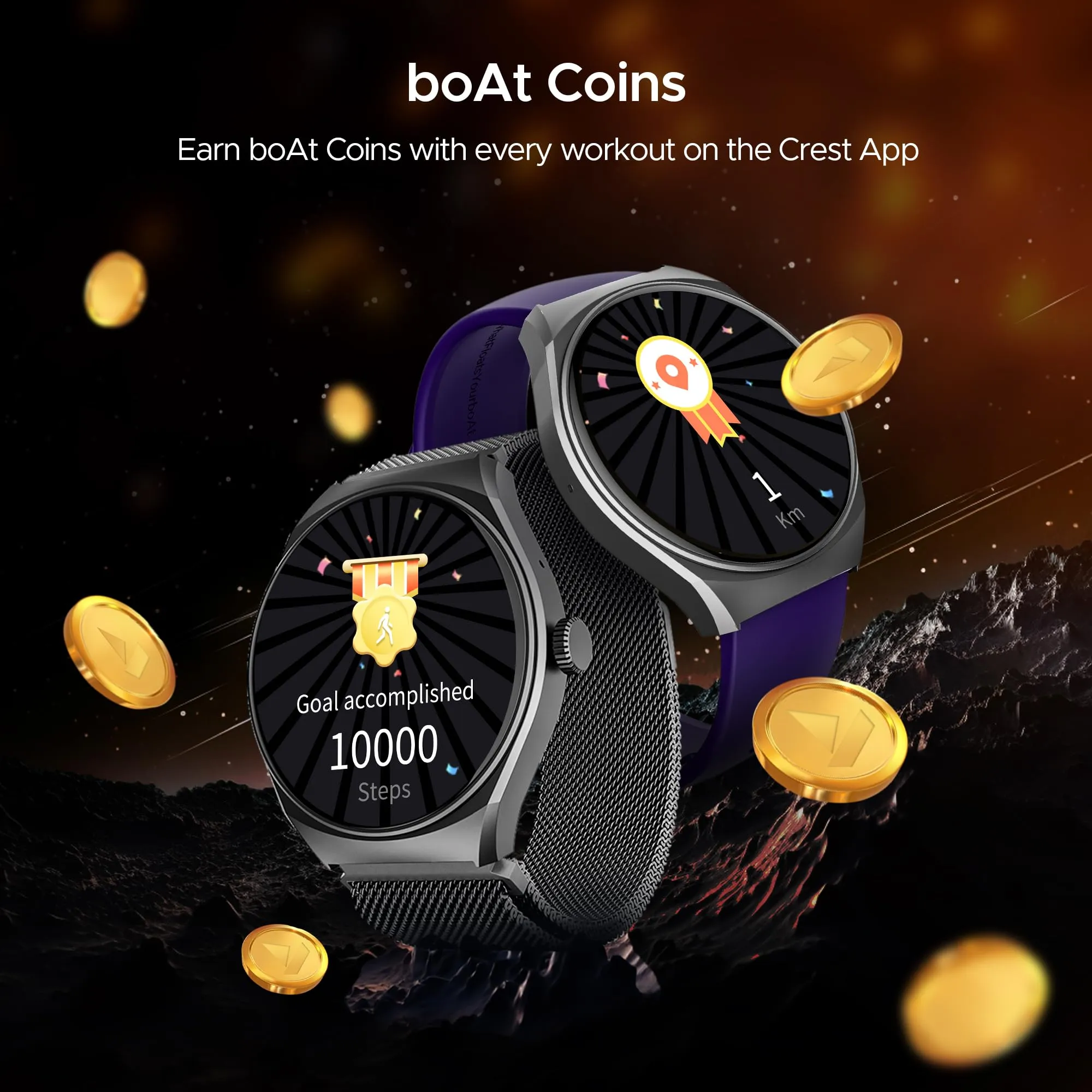 boAt Lunar Comet with 1.39" HD Display, Advanced Bluetooth Calling, Functional Crown, Multiple Sports Mode,100 Watch Faces, HR & SpO2 Monitoring,IP67, Smart Watch for Men & Women(Deep Purple)
