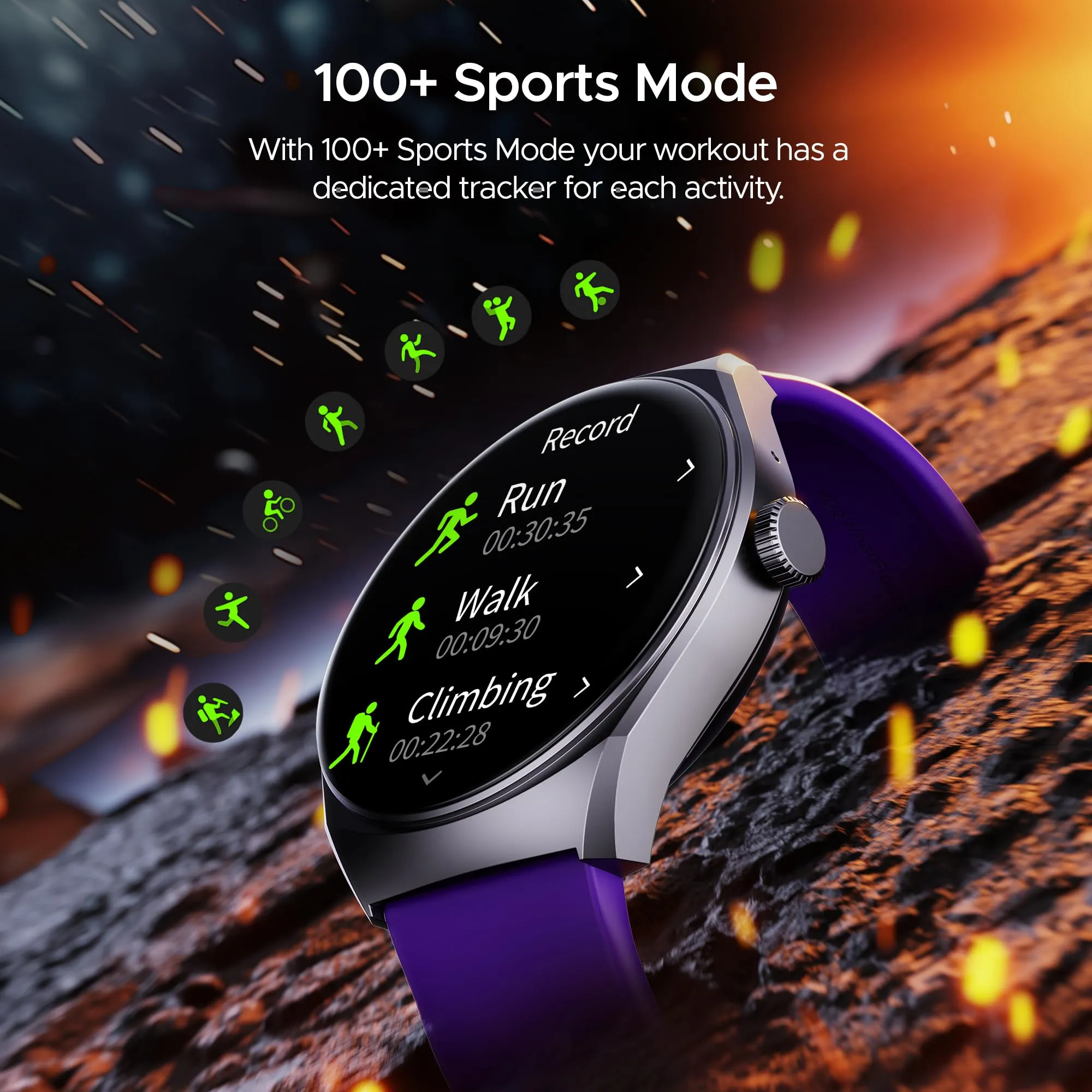 boAt Lunar Comet with 1.39" HD Display, Advanced Bluetooth Calling, Functional Crown, Multiple Sports Mode,100 Watch Faces, HR & SpO2 Monitoring,IP67, Smart Watch for Men & Women(Deep Purple)