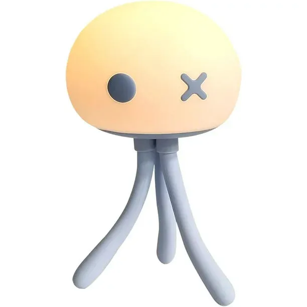 Boxgear Jellyfish Kids Night Light for Toddler & Teens - Rechargeable Silicone Bedside Lamp with Flexible Tripod, Kawaii Nursery Night Lights Breastfeeding, Napping & Room Decor (Blue)