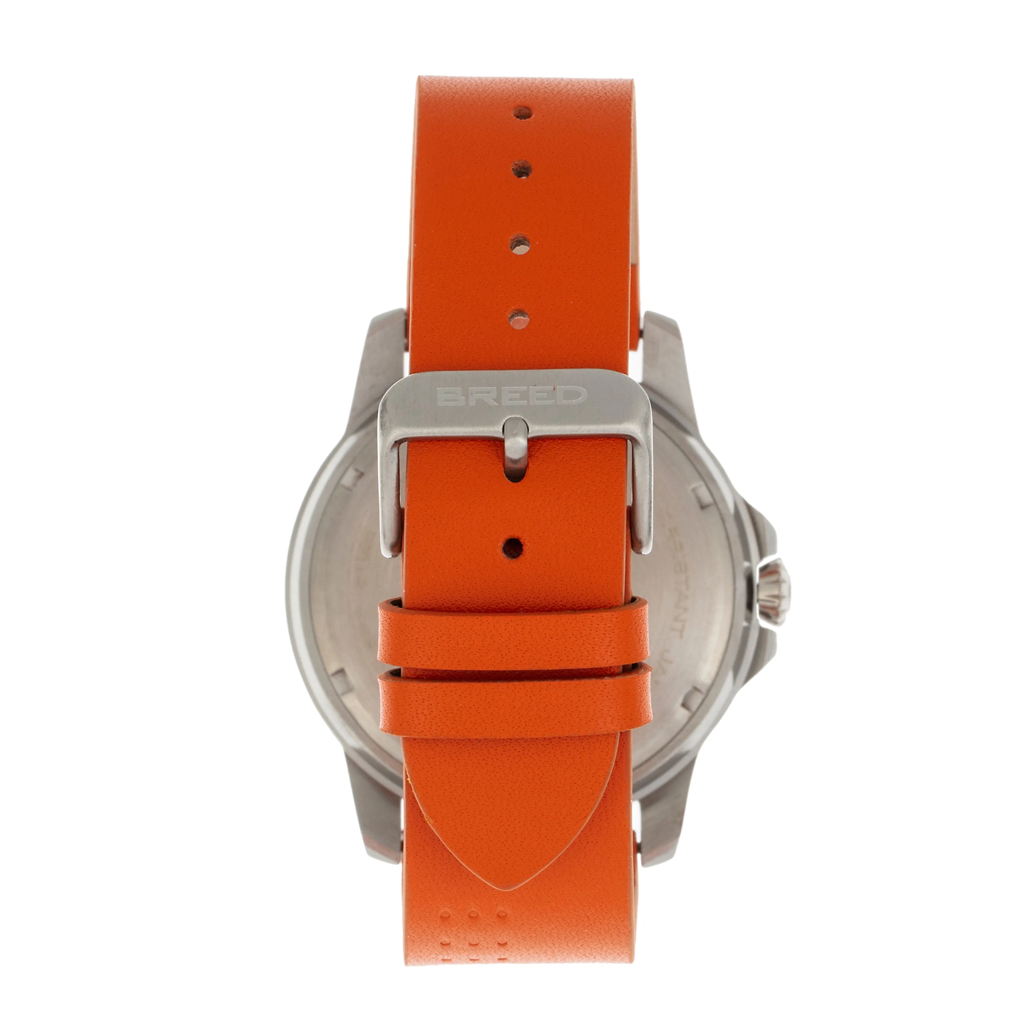 Breed Revolution Leather-Band Watch w/Date - Orange