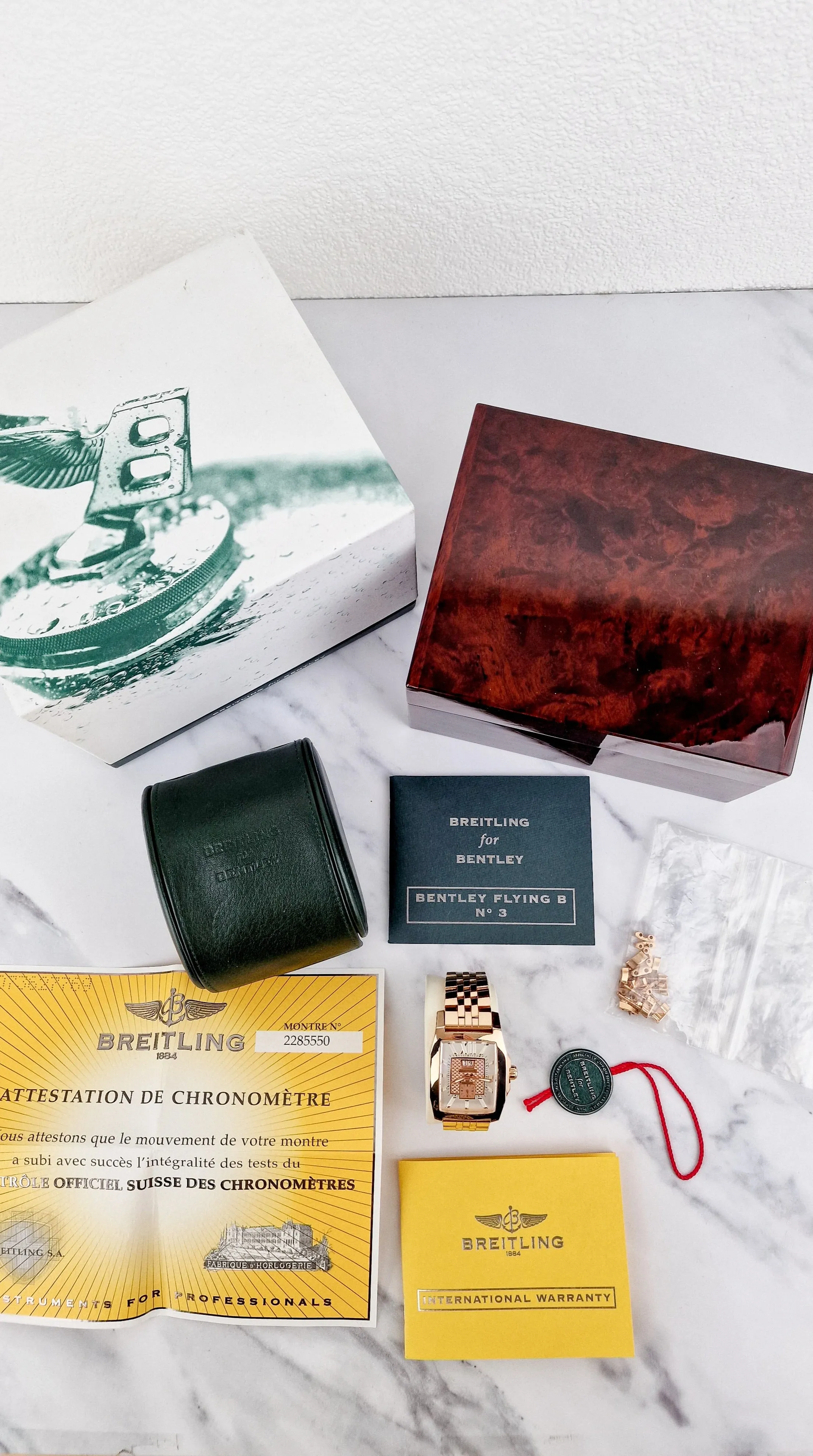 Breitling for Bentley Flying B Date 18K Rose Gold Watch MOP Full Set Box & Papers R16362