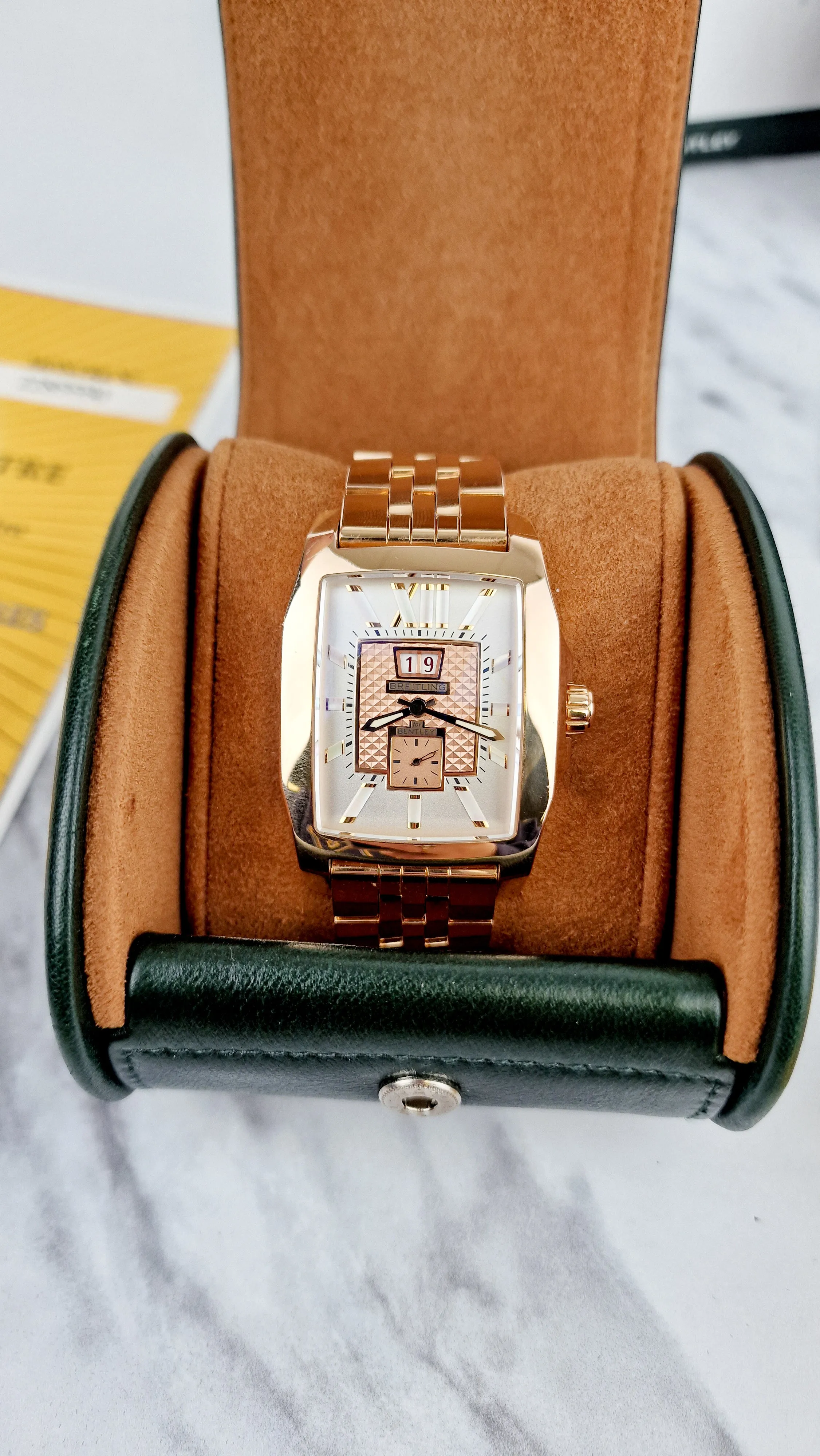 Breitling for Bentley Flying B Date 18K Rose Gold Watch MOP Full Set Box & Papers R16362
