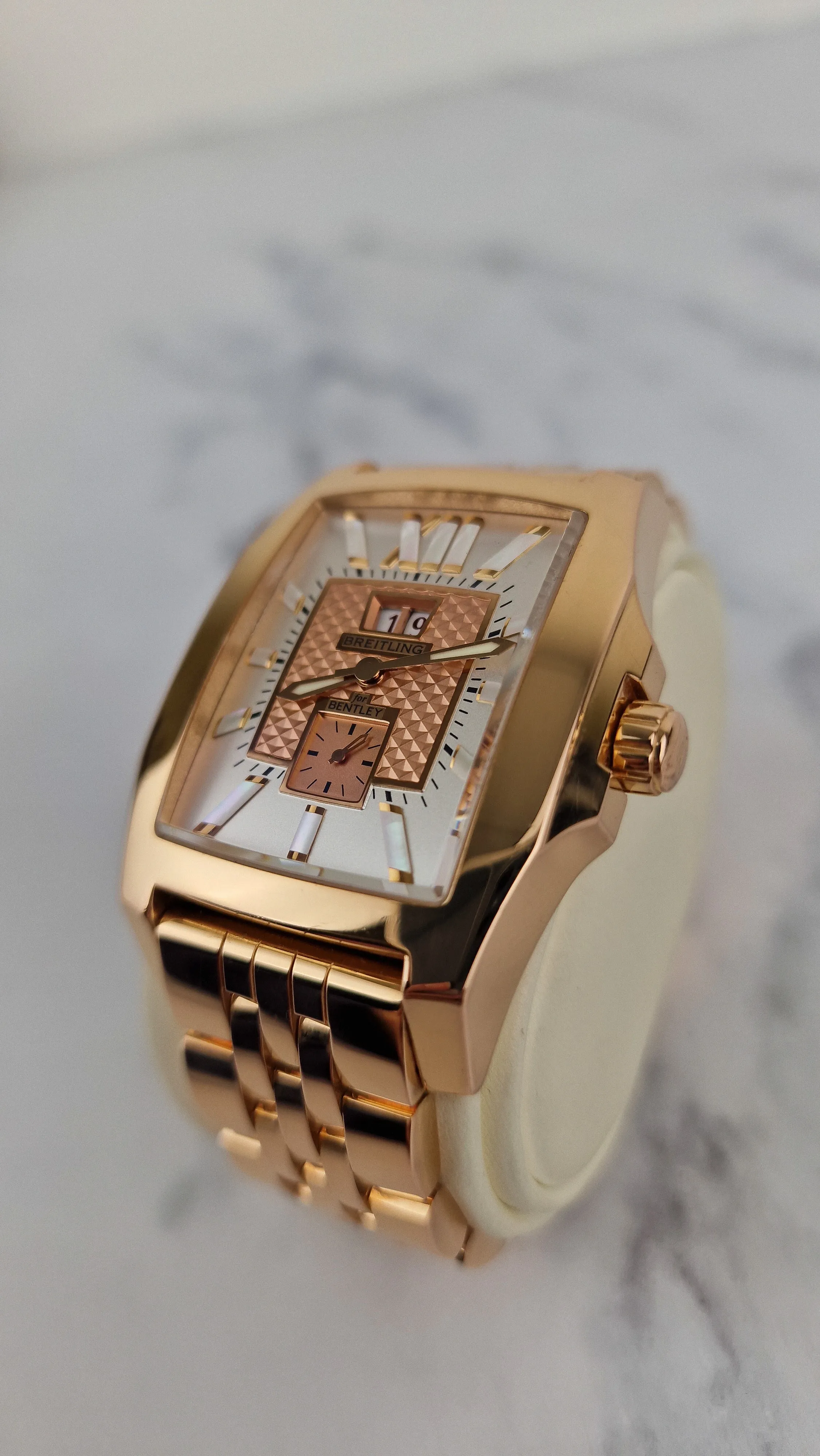 Breitling for Bentley Flying B Date 18K Rose Gold Watch MOP Full Set Box & Papers R16362