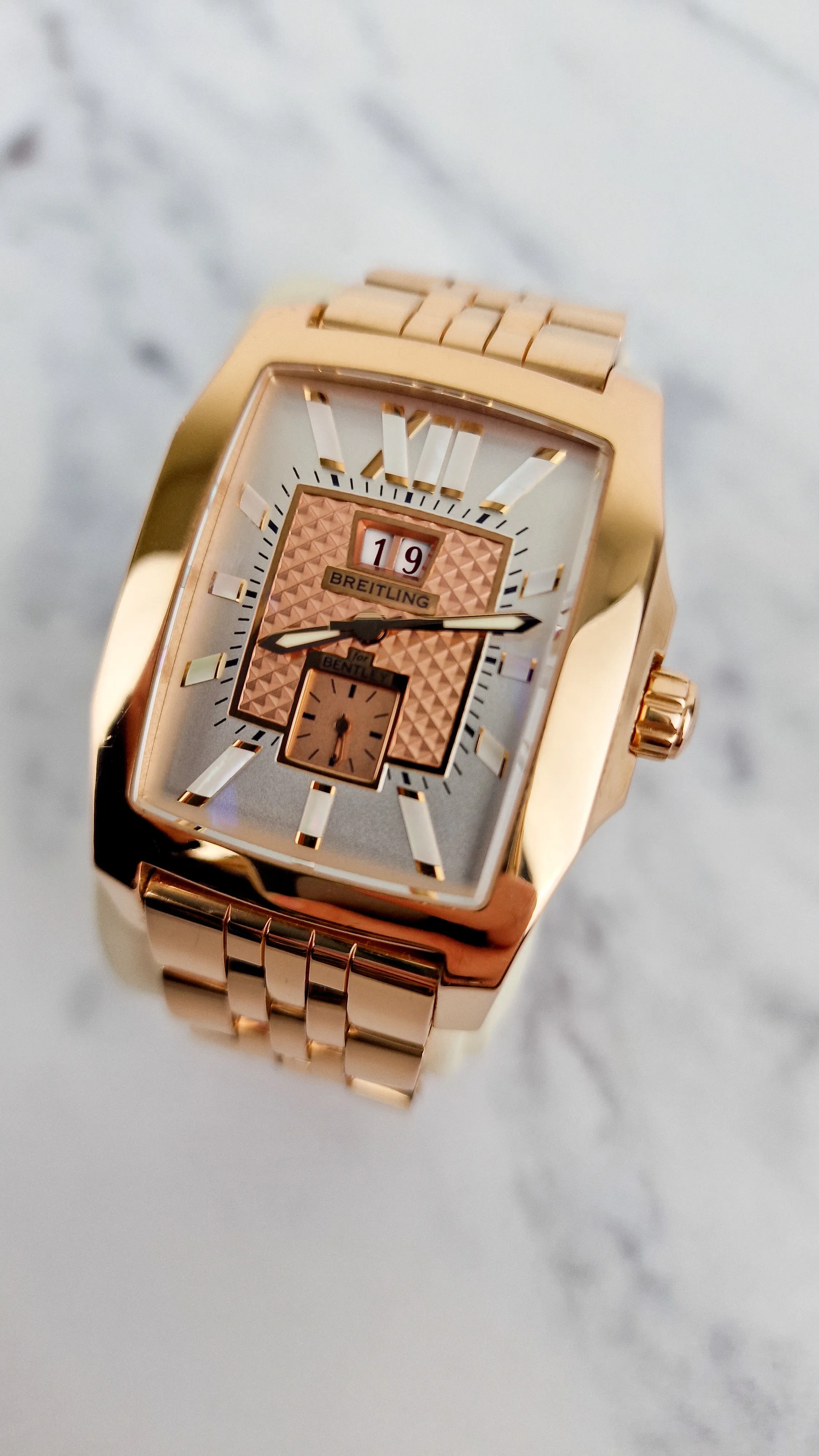 Breitling for Bentley Flying B Date 18K Rose Gold Watch MOP Full Set Box & Papers R16362